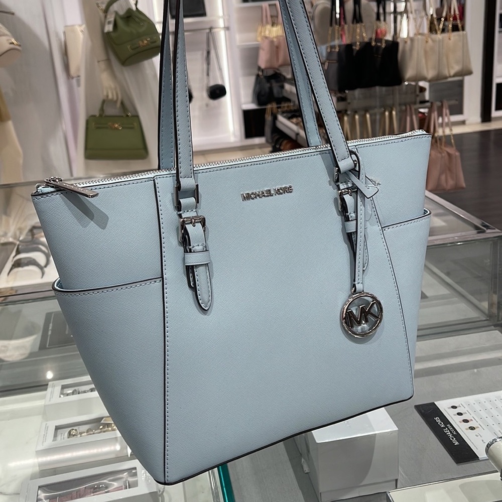 MICHAEL KORS Charlotte Large Leather Top-Zip Tote
Vista Blue 
NWT - Picture 12 of 16